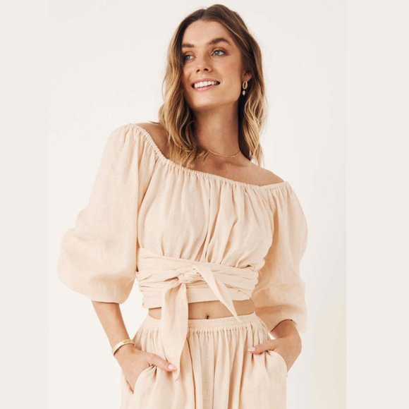 Cream Spell & The Gypsy Collective Mae Linen Top in Meringue - Picture 3 of 17